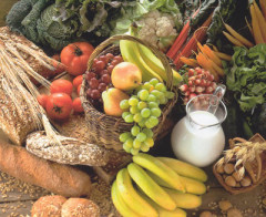 verduras, frutas, pan, leche, vegetables, fruits, bread, milk
